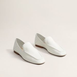 MANGO WOMENS LEATHER MOCCASIN (white)